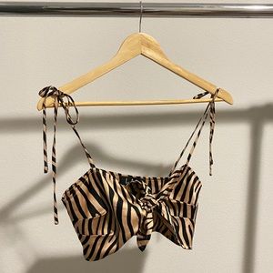 Animal Print Front Tie Crop Top